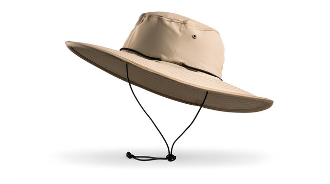 Brown Cowboy Hat Isolated on White Background, Classic Western Style Leather Headwear Accessory with Wide Brim Design for Fashion, Rodeo, Traditional Clothing and Vintage Cowboy Concept