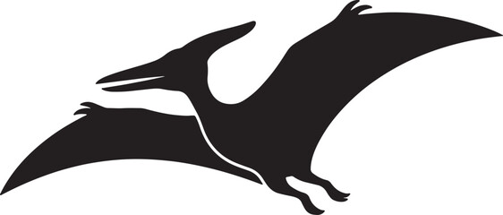 Pterodactyl silhouette illustration prehistoric flying dinosaur reptile extinct creature jurassic period. © Sheplob