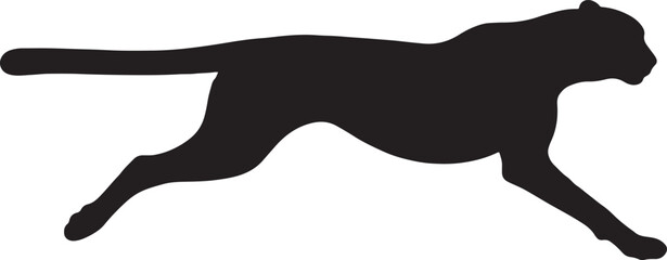Cheetah silhouette, fast running wild animal, predatory feline vector graphic isolated on background. © Sheplob