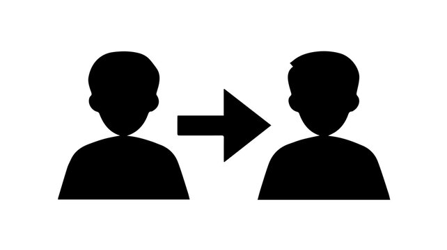 Transformation icon depicting a person changing into another, symbolizing growth, evolution, and personal development through a visual transition.