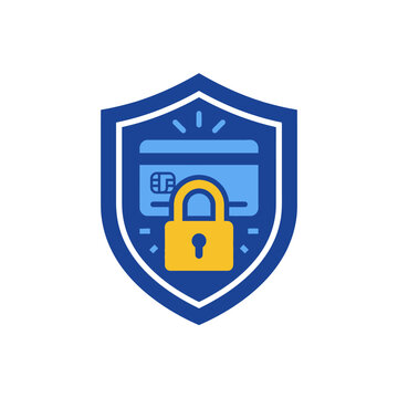 A blue shield icon representing secure digital payment card protection