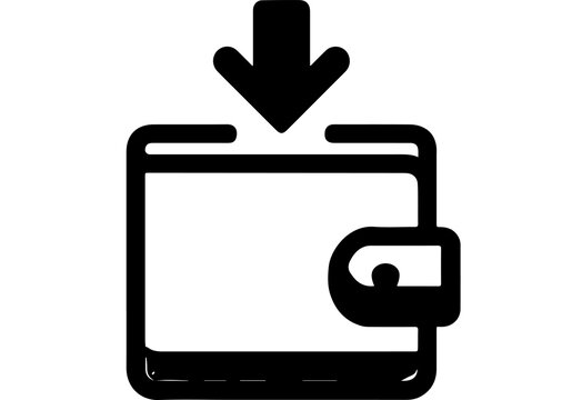 Download icon representing a wallet, symbolizing digital payments, online transactions, and secure financial downloads for business use.