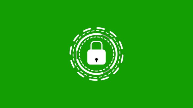 Minimalist futuristic security lock icon.Security icon, privacy icon, animation on green background password icon.
