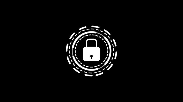 Minimalist futuristic security lock icon.Security icon, privacy icon, animation on black background password icon.