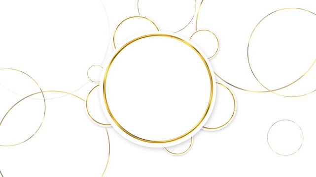 White gold circle frame clean central round space, metallic rings, elegant minimal geometry. luxury invitations, logo reveals, product promos, wedding titles, social posts, modern motion graphics.