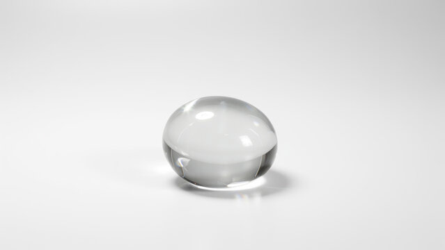 Transparent Glass Dome Paperweight Isolated on White Background