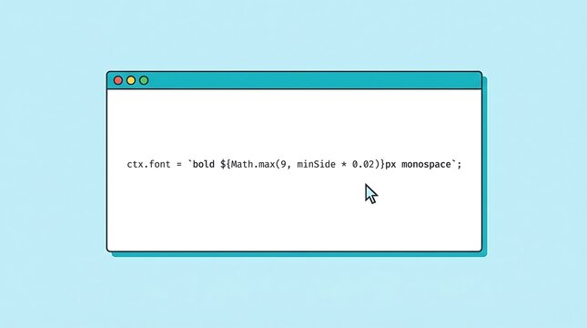 Browser window displaying javascript code for font styling