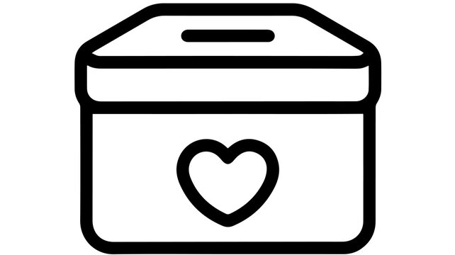 Charity donation box icon, a simple vector illustration representing giving, support, and fundraising for a worthy cause.