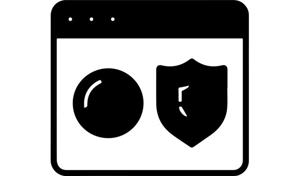 Modern browser window icon with security shield and padlock symbol, representing safe online browsing and data protection