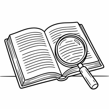 Open book with magnifying glass representing Knowledge Day