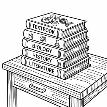 Stack of textbooks on wooden desk representing Knowledge Day  