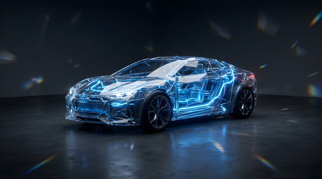 Futuristic Crystal Sports Car Concept with Illuminated Transparent Body Design
