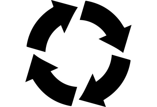Circular arrow icon representing recycling, renewal, process, and continuous movement, a symbol of cyclical flow and sustainable practices