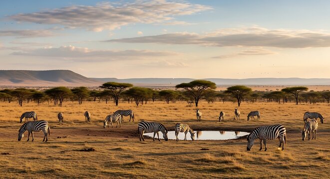 herd of wildebeest in serengeti