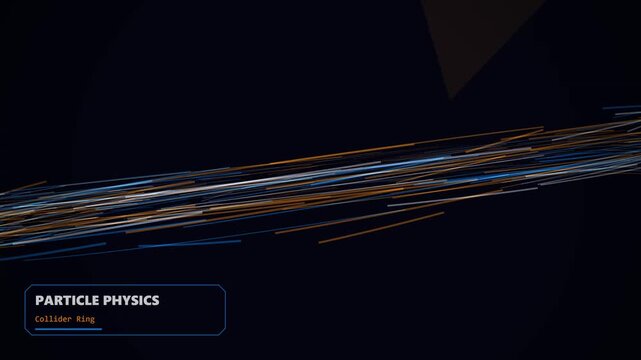 Particle physics collider ring energy streams flowing in a dark science research laboratory for advanced studies