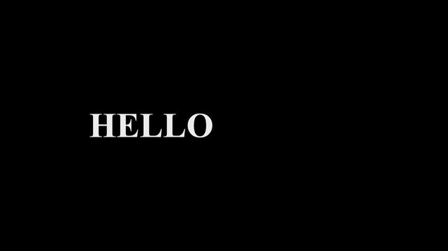Hello world text animation black background