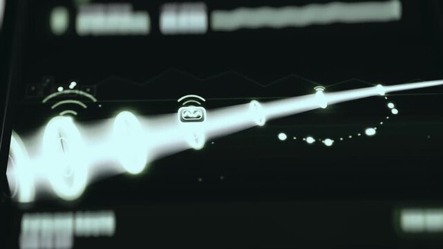 Abstract glowing natural gas flow visualization with inline sensor points along a pipeline data stream