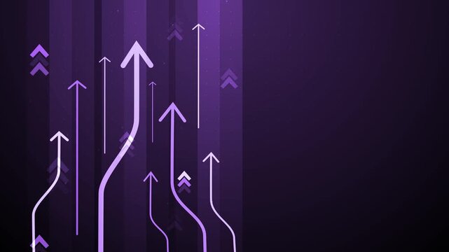 Abstract background with upward arrows and lines, showing growth progress success and business direction animation