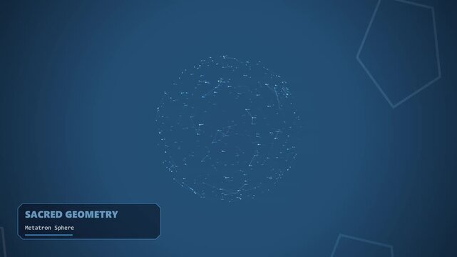 Sacred Geometry Metatron Sphere showing interconnected glowing nodes and lines forming a complex spherical network structure