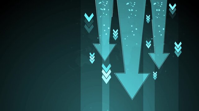 Abstract background with large downward arrows and small chevrons, showing decline falling trend or decrease animation