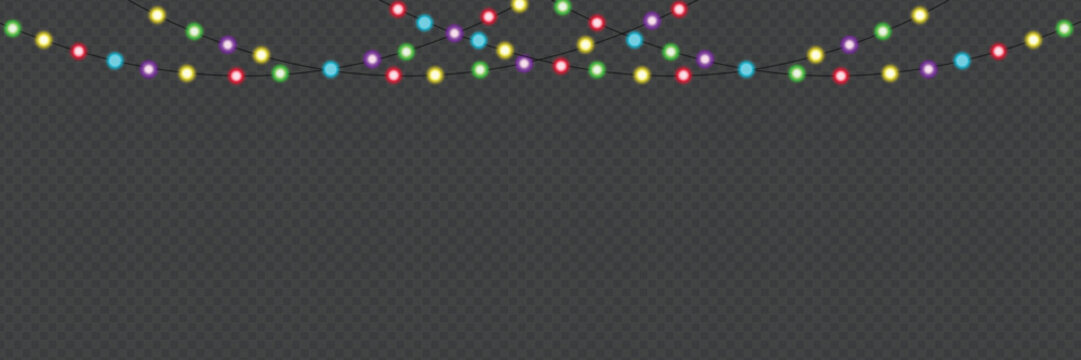 Festive Christmas String Lights, Colorful Holiday Decoration Garland with Glowing Bulbs for Seasonal Celebration Design