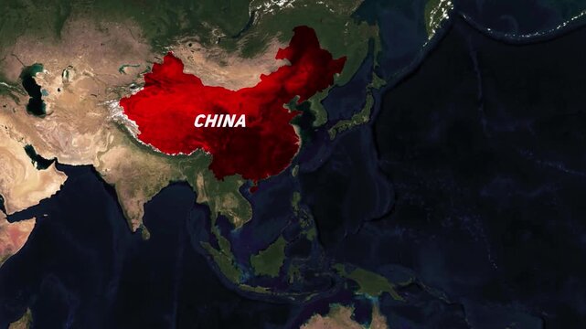 A dynamic animated map showing China's and Taiwan's size comparison - Geography map animated for explainer video documentary