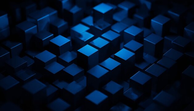 Abstract Blue 3D Cubes Background - Modern Geometric Pattern