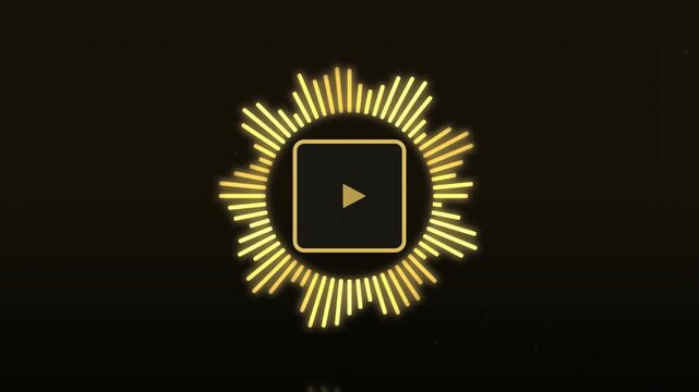 4k Luxury Black and Gold Radial Audio Spectrum Music Visualizer Circular Equalizer Album Cover Placeholder Seamless Loop