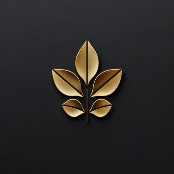 Golden metallic leaves with an elegant abstract branch design