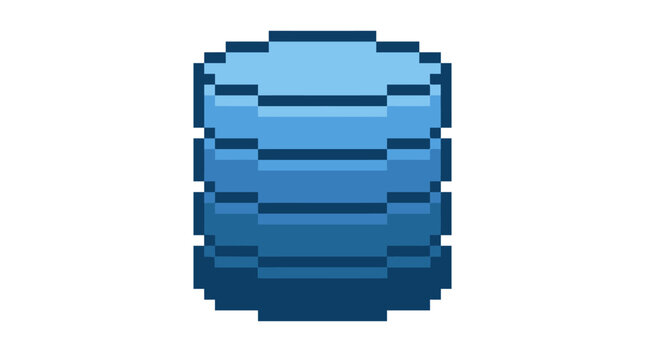 Pixel Art Database Icon - Stacked Blue Cylinders