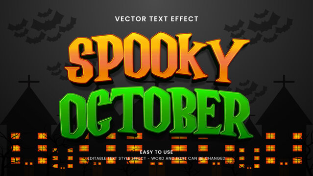 Editable text effect spooky october 3d style premium vector