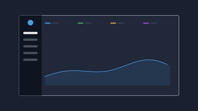 analytics dashboard with a dark sidebar and a smooth area curve chart, dark color scheme