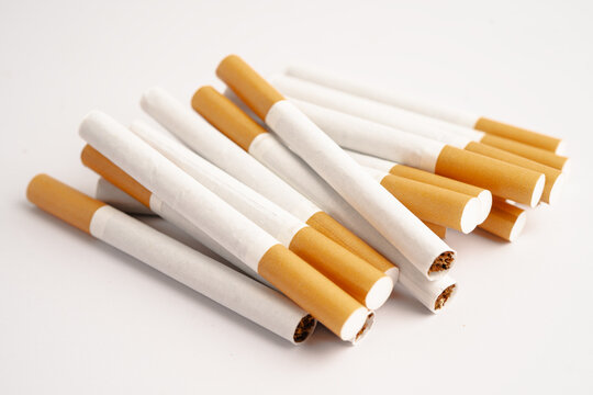 Cigarette, roll tobacco in paper with filter tube, No smoking.
