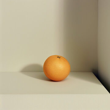 Fresh juicy grapefruit with dimpled skin on a simple shelf