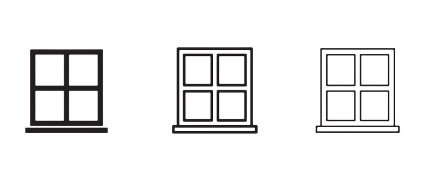 window designs with grid panes isolated on transparent background