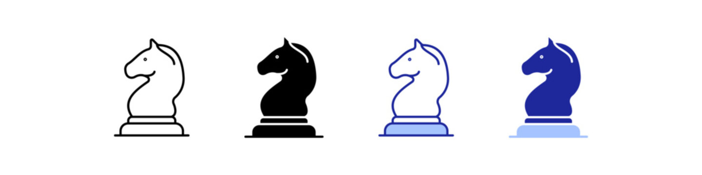 Chess knight strategy icon set. for decision making. business strategy, planning, tactics, strategy games, competitive sports apps, board game websites, intellectual challenges