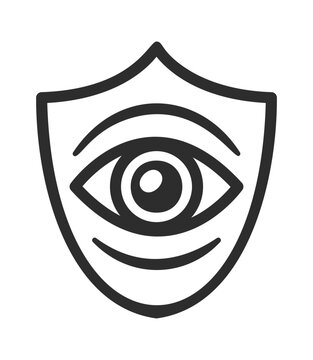 Shield Eye Security Emblem Line Art