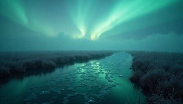 Stormglass Aurora Marsh Cinematic Dark Fantasy Wilderness