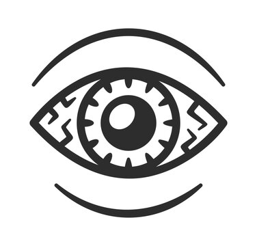 Eye Symbol With Gear Iris Line Art