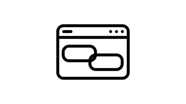 Animated Browser Window with Hyperlink Chain Link Icon Connecting Motion Alpha Channel for Website and Web Development Projects