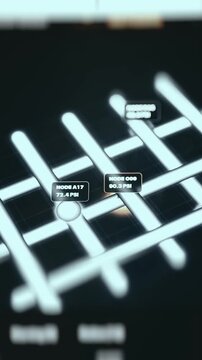 Close-up view of glowing gas pipeline nodes with pressure readings in PSI