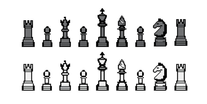 8-Bit Pixel Art Chess Piece Set &ndash; Retro Game Vector Icon Collection
