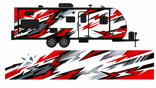 Sharp red and black travel trailer vinyl wrap