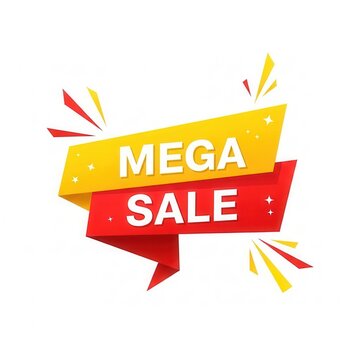 Bright mega sale banner with explosion effects