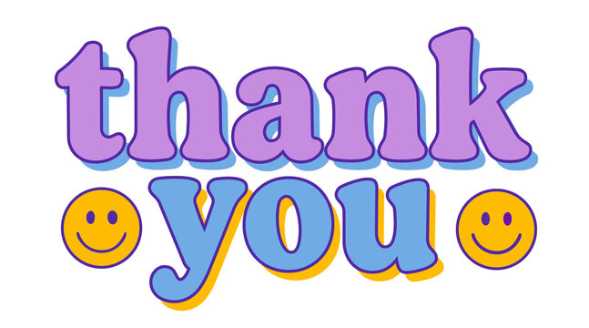 Colorful retro thank you typography