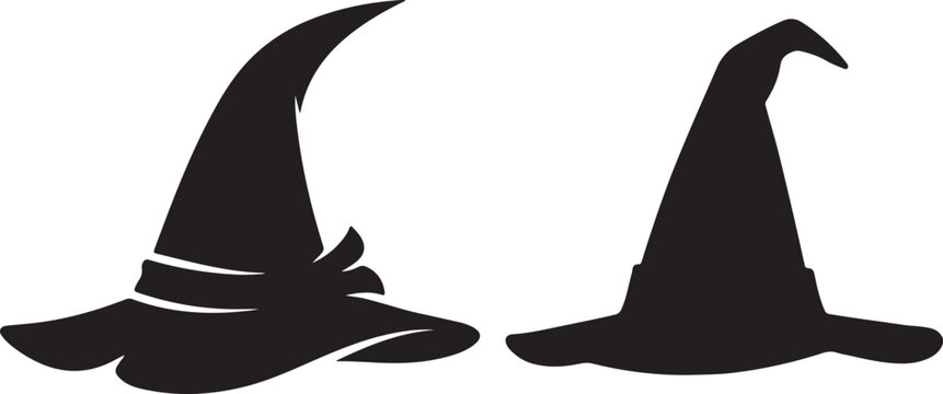 Spooky halloween witch hats silhouette perfect for festive decorations parties and graphic designs