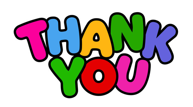 Simple cartoon thank you typography