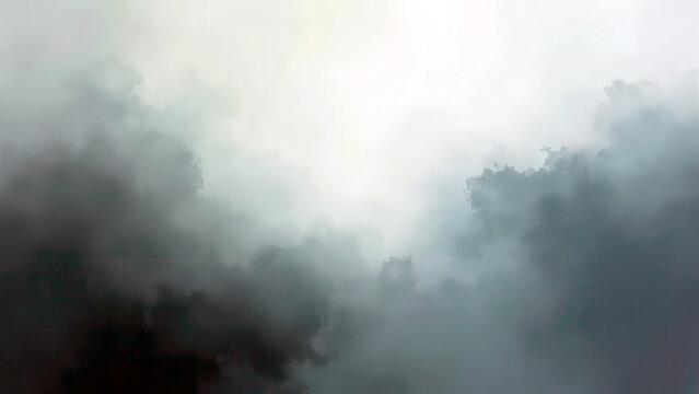 Abstract dark clouds on white