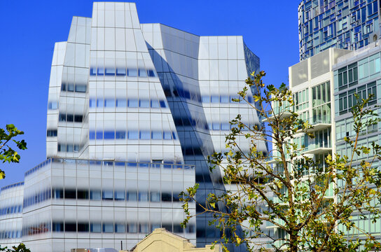Architect Frank Gehry's white glass IAC Building, InterActiveCorp's headquarters in the Chelsea neighborhood of Manhattan, New York City, United States of America