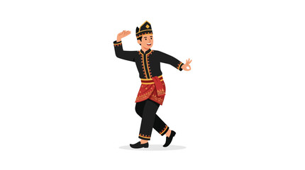 Obraz premium Young Man Performing Traditional Malay Dance in Elaborate Costume